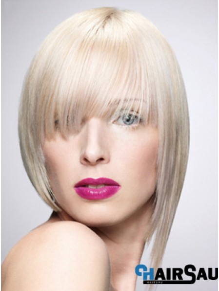 Monofilament Bobs Short Straight 10 inch Platinum Blonde New Fashion Wigs