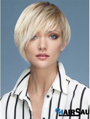 Capless Boycuts Short Straight 10 inch Platinum Blonde Sassy Fashion Wigs