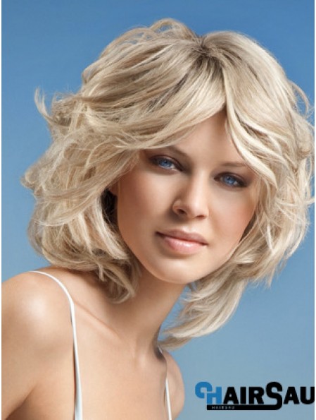 Full Lace Layered Chin Length Wavy 12 inch Platinum Blonde Cheap Fashion Wigs