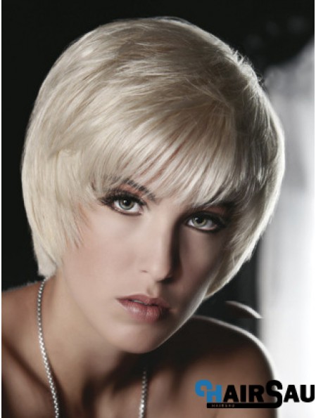 Monofilament Grey Short Straight 8 inch Platinum Blonde Great Fashion Wigs