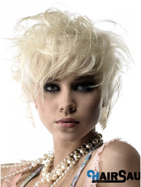 Lace Front Boycuts Short Wavy 8 inch Platinum Blonde Durable Fashion Wigs