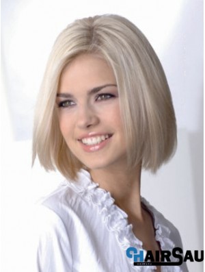 Full Lace Bobs Chin Length Straight 12 inch Platinum Blonde Sassy Fashion Wigs