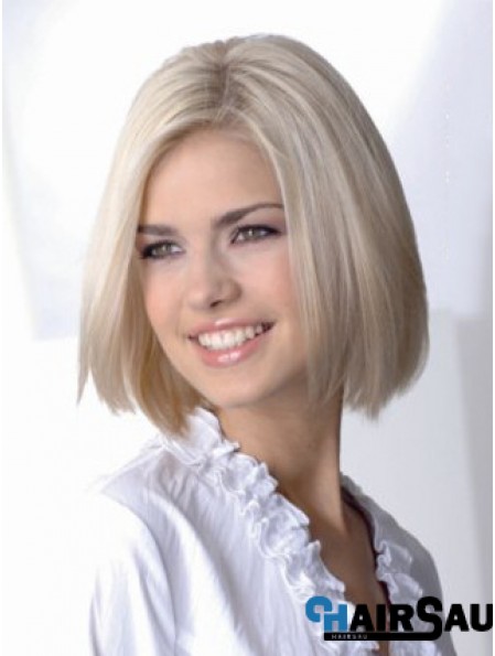 Full Lace Bobs Chin Length Straight 12 inch Platinum Blonde Sassy Fashion Wigs