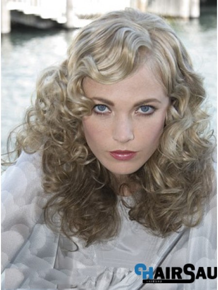 Lace Front Grey Shoulder Length Curly 16 inch Durable Fashion Wigs