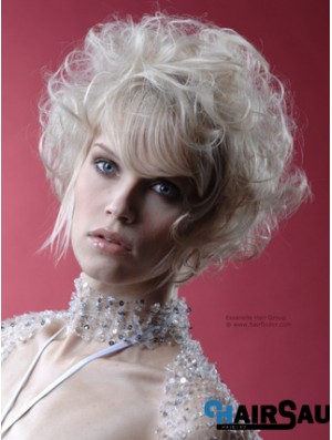 Monofilament Grey Short Curly 10 inch Platinum Blonde Perfect Fashion Wigs