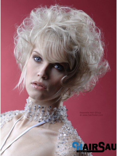 Monofilament Grey Short Curly 10 inch Platinum Blonde Perfect Fashion Wigs