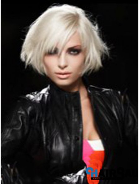 Lace Front Layered Short Straight 12 inch Platinum Blonde Comfortable Fashion Wigs