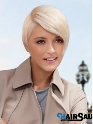 Lace Front Boycuts Short Straight 8 inch Platinum Blonde Style Fashion Wigs