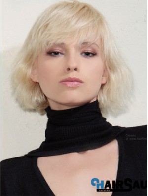 Capless Bobs Chin Length Wavy 12 inch Platinum Blonde New Fashion Wigs