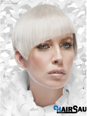 Lace Front Boycuts Short Straight 8 inch Platinum Blonde Cheapest Fashion Wigs