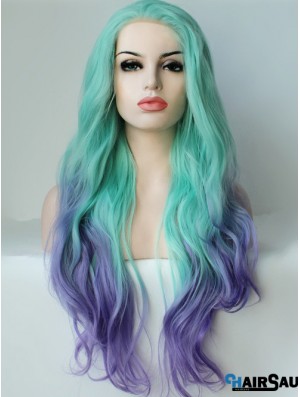 22 inch Ombre/2 Tone Long Without Bangs Wavy Ideal Lace Wigs