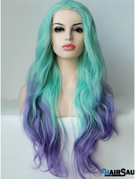 22 inch Ombre/2 Tone Long Without Bangs Wavy Ideal Lace Wigs