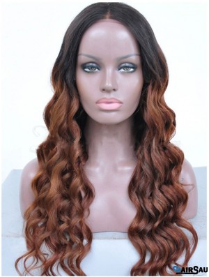 Long Ombre/2 Tone Wavy Without Bangs Good African American Wigs