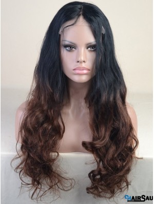 Long Wavy Without Bangs Full Lace 24 inch Modern Black Women Wigs