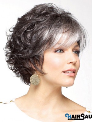 Classic Cut Wig Grey Short Curly Wigs With Capless