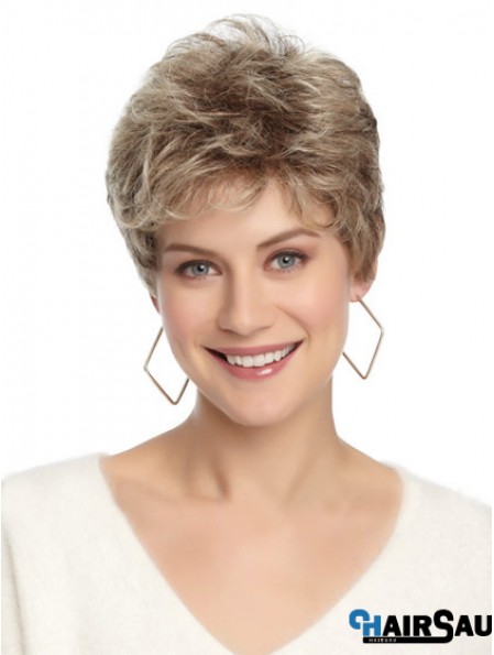 Synthetic Affordable Cropped Wavy Grey Wigs