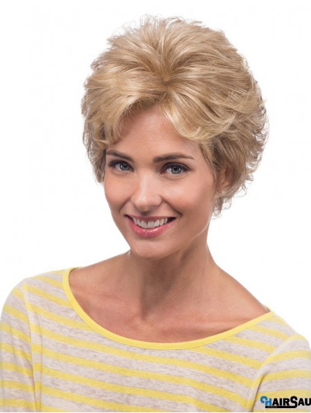 Curly Blonde Natural Short Classic Wigs