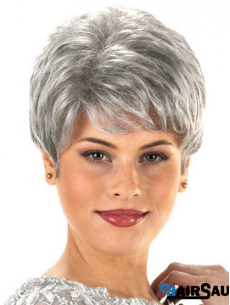 Synthetic Cheap Short Wavy Grey Wigs