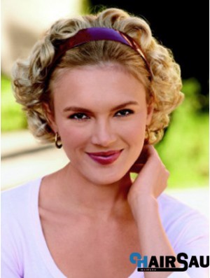 Short Curly Blonde Top Synthetic Half Wigs