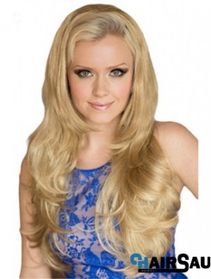 Long Wavy Blonde Exquisite Synthetic Half Wigs