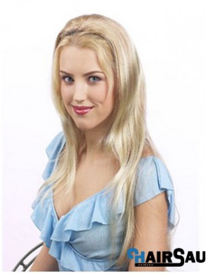 Suitable Blonde Synthetic Straight Hair Falls