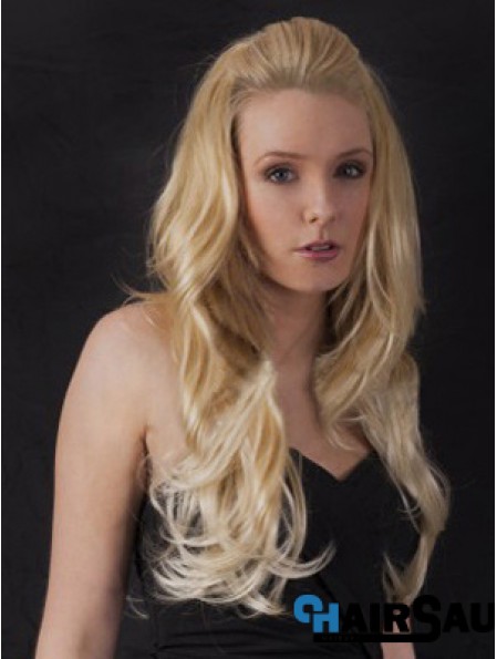 Long Wavy Blonde Fashion Synthetic Half Wigs