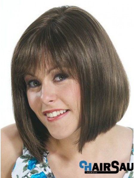 Brown Bob Wig UK With Capless Straight Style Chin Length