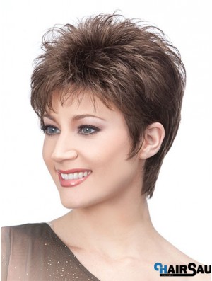 Brown Cropped Straight Boycuts Capless Wig Sales Online