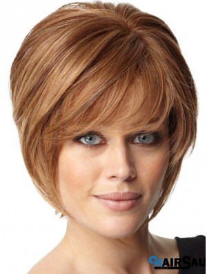 Auburn Straight Chin Length Bobs Capless Cheap Ladies Wigs UK