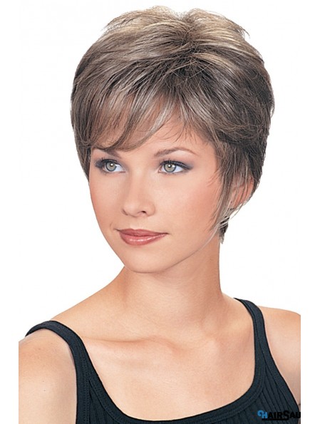 Wigs For The Elderly Lady Cropped Length Wavy Style