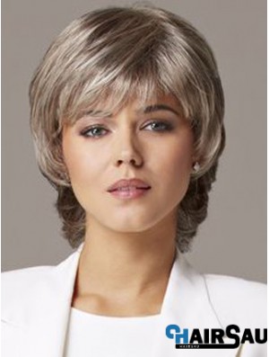 Wavy Capless 10 inch Sleek Short Grey Wigs