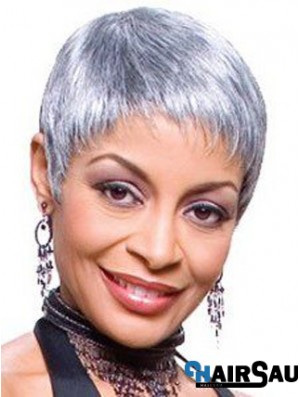 Straight Lace Front 8 inch Flexibility Short Grey Wigs