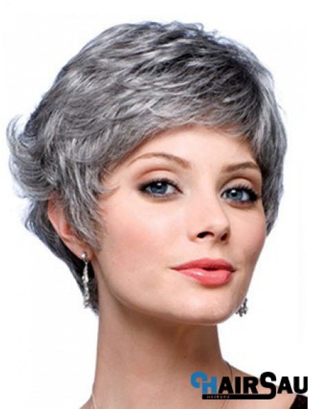 Wavy Capless 8 inch Designed Short Grey Wigs