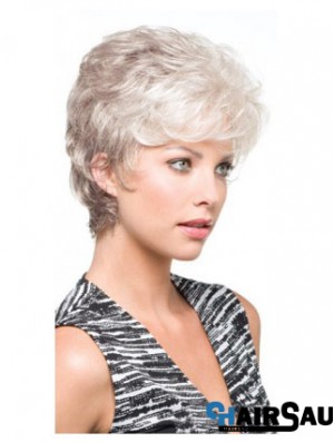 Salt And Pepper Grey Shorter Hair With Synthetic Capless Wavy Wigs