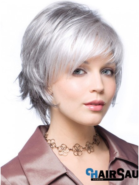 Straight Capless 8 inch Beautiful Short Grey Wigs