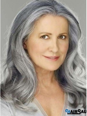 Wavy Lace Front 16 inch Best Shoulder Length Grey Wigs