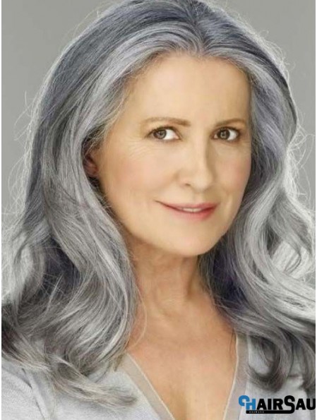 Wavy Lace Front 16 inch Best Shoulder Length Grey Wigs