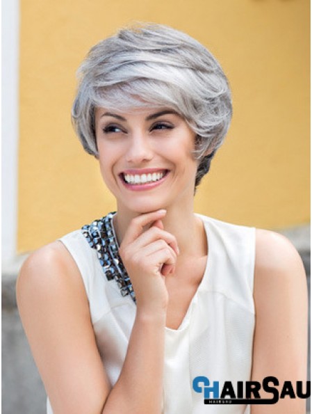 Wavy Lace Front 8 inch Top Short Grey Wigs