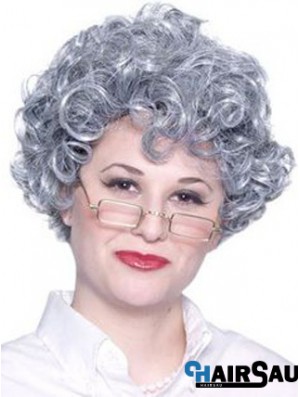 Curly Lace Front 8 inch Best Short Grey Wigs