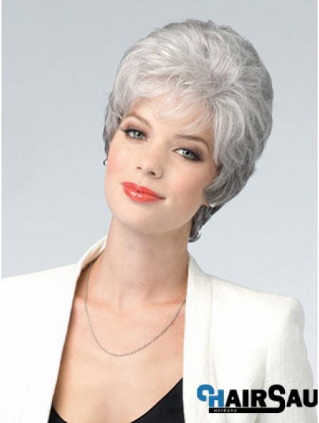 Lace Front Wig Grey Cut Wavy Style Short Length With Remy