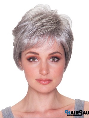 Grey Hair Wigs Grey Cut Short Length Straight Style