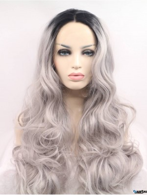 Gorgeous Long Curly 22 inch Synthetic Grey Wigs