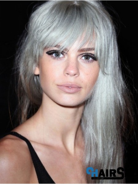 Popular Long Straight 20 inch Synthetic Grey Wigs