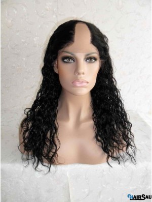 Designed Black Long Curly U Part Wigs