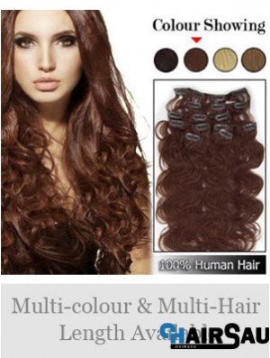 High Quality Auburn Wavy Remy Human Hair Clip In Hair Extensions