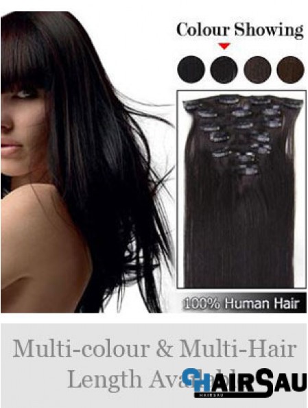 Cheap Brown Straight Remy Human Hair Clip In Hair Extensions