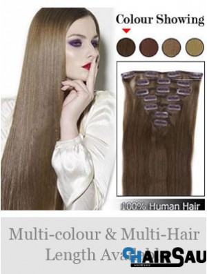 Best Brown Straight Remy Human Hair Clip In Hair Extensions