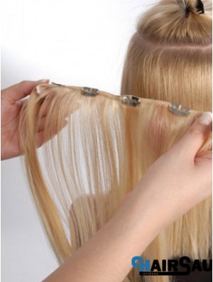 Hair Extension Clips Remy Straight Style Blonde Color