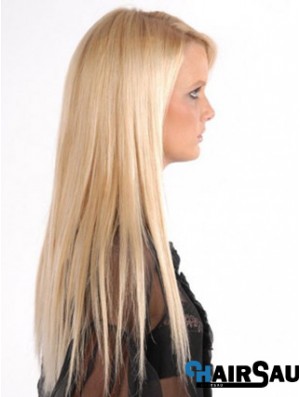 Popular Blonde Straight Remy Human Hair Clip In Hair Extensions