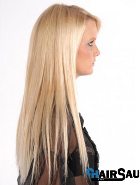 Popular Blonde Straight Remy Human Hair Clip In Hair Extensions